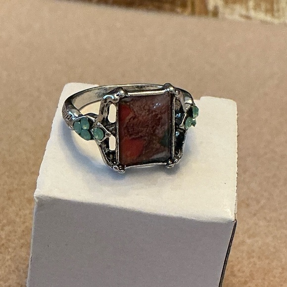 Multi color ring with Blue stones. Ring size 8 BN - Picture 3 of 3